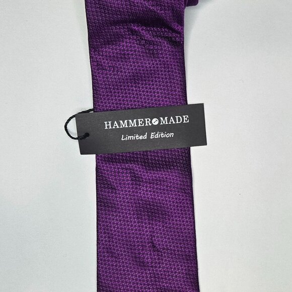 Hammer Made Limited Edition All Silk Solid Purple Neck Tie Made In Italy - Picture 8 of 8
